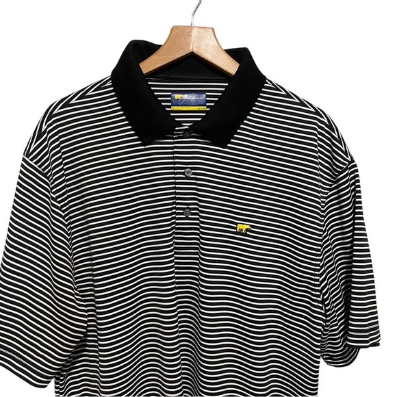 Jack Nicklaus Men's Black and White Striped Polo Shirt Size XL - Picture 2 of 12